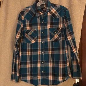 Plaid western style snap up shirt